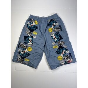 J.J. Club Sport Wear Pop Art Comic Shorts Mens M Blue Graphic 90s Vintage